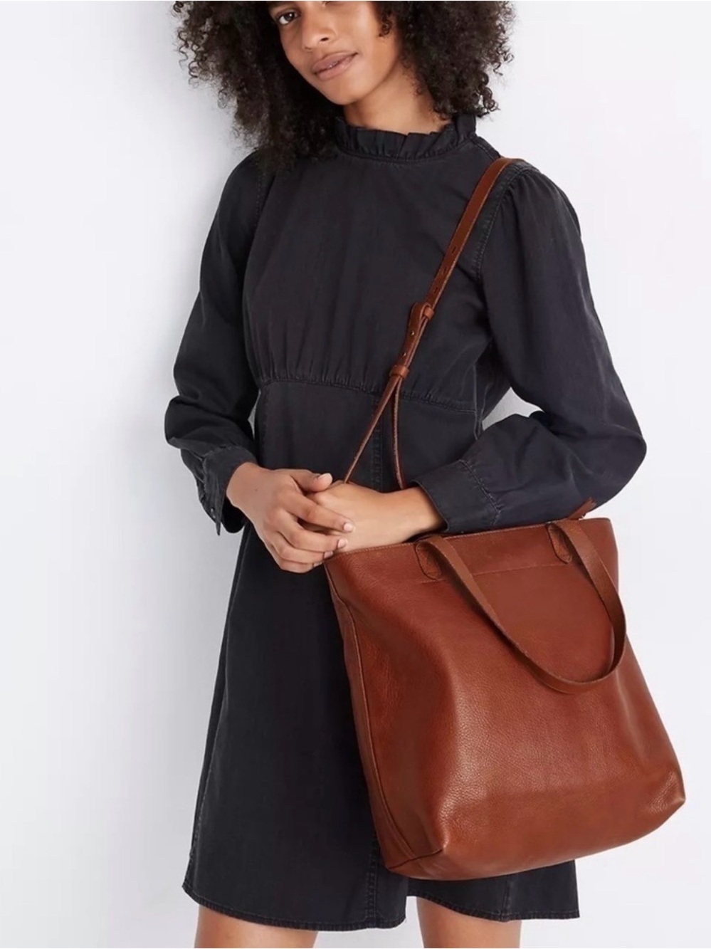 Madewell Zip Top Medium Transport Tote English Saddle Leather